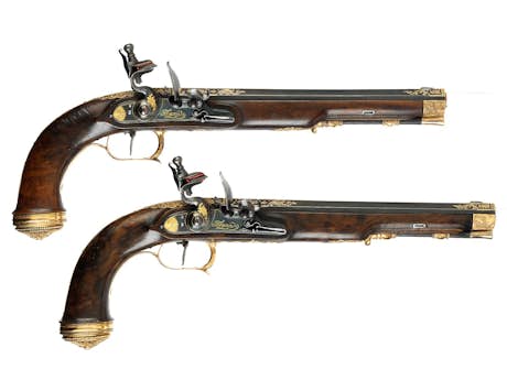 Paar höchst elegante museale Duellpistolen von Michael Burdikin